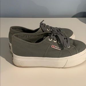 Superga grey platform sneakers